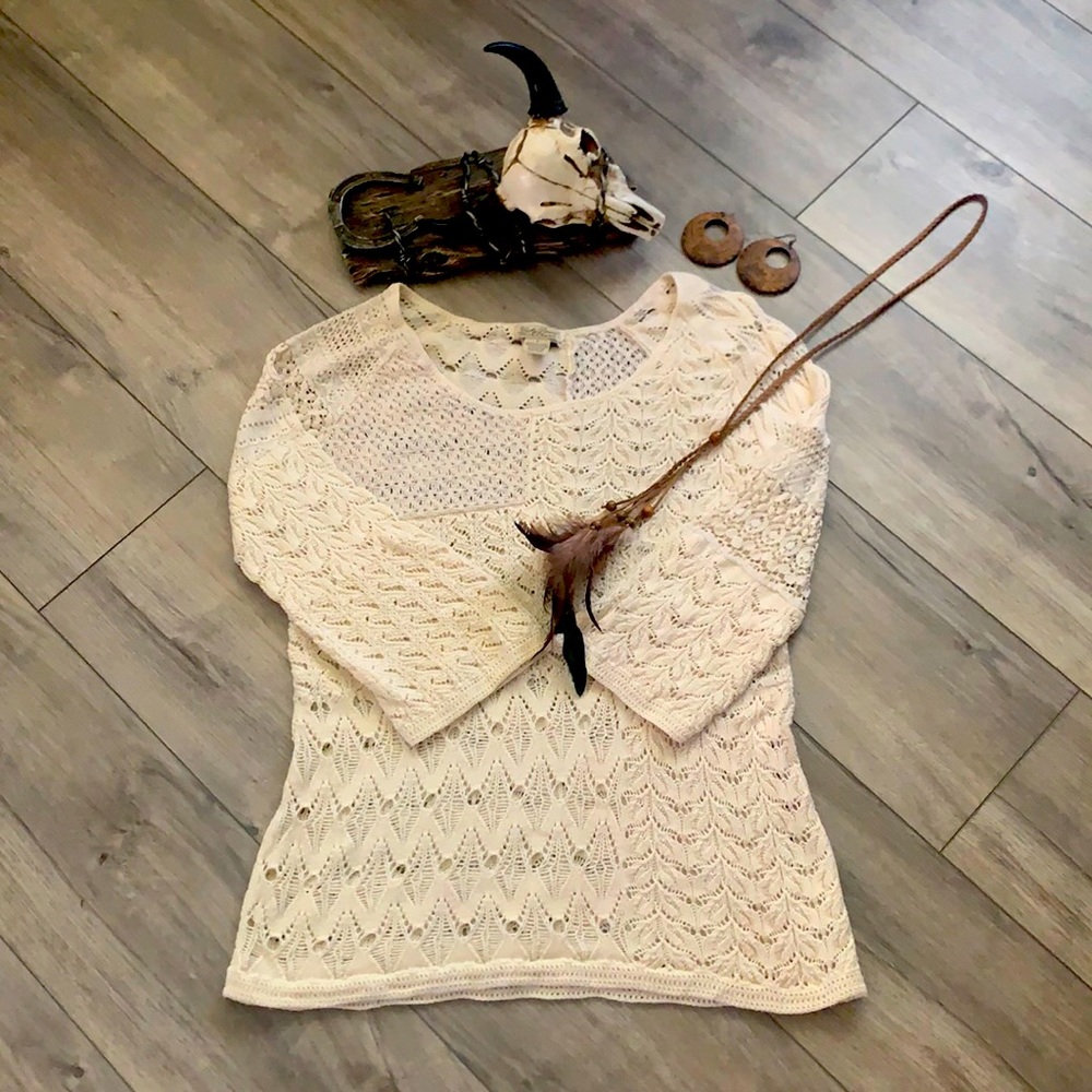 Lucky Brand Crotchet Knit Sweater